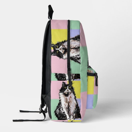 Tuxedo Cat Pastel Kleuren Roze Meisjes Kinder Bedrukte Rugzak (Links)