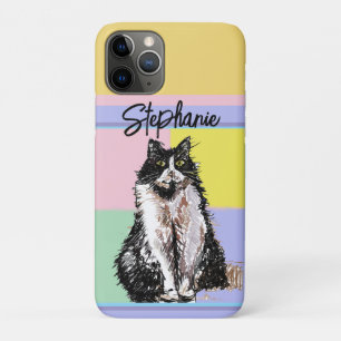 Tuxedo Cat Pastel Kleuren Roze Meisjes Naam Case-Mate iPhone Case