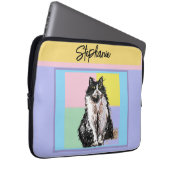 Tuxedo Cat Pastel Kleuren Roze Meisjes Naam Laptop Sleeve (Voorkant Rechts)