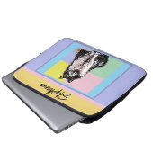 Tuxedo Cat Pastel Kleuren Roze Meisjes Naam Laptop Sleeve (Voorkant onderkant)