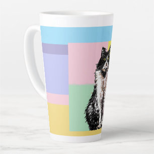 Tuxedo Cat Pastel Kleuren Roze Meisjes Naam Latte Mok