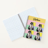 Tuxedo Cat Pastel Kleuren Roze Meisjes Naam Notitieboek (Binnen)
