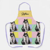 Tuxedo Cat Pastel Kleuren Roze Meisjes Naam Schort (Voorkant)