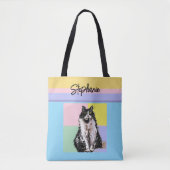 Tuxedo Cat Pastel Kleuren Roze Meisjes Naam Tote Bag (Voorkant)
