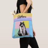 Tuxedo Cat Pastel Kleuren Roze Meisjes Naam Tote Bag (Dichtbij)