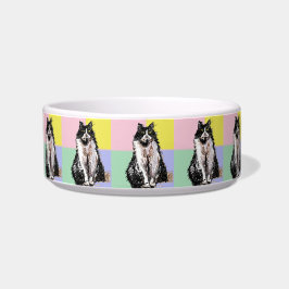 Tuxedo Cat Pastel Kleuren Roze Pet Naam Bowl Voerbakje