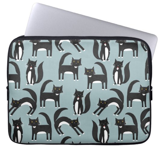 Tuxedo Cat Pattern Laptop Sleeve (Voorkant)