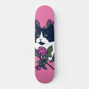Tuxedo Cat Peony Floral Art Tuxie Cats Persoonlijk Skateboard