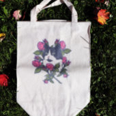 Tuxedo Cat Peony Floral Art Tuxie Cats Tote Bag