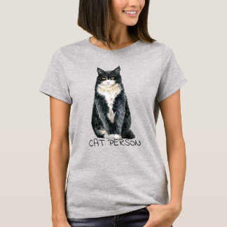 Tuxedo Cat Person Art T-Shirt