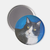 Tuxedo Cat Pet Art Custom Magnet (Voorkant / Achterkant)