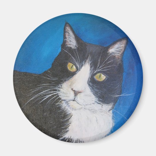 Tuxedo Cat Pet Art Custom Magnet (Voorkant)