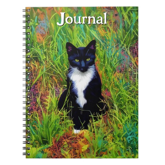 Tuxedo Cat Pop Art Journal Notitieboek (Voorkant)