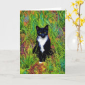 Tuxedo Cat Pop Art Note Kaart (Gele Bloem)