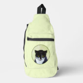 Tuxedo Cat Portrait Schilderen Schattigee Originel Sling Bag (Voorkant)