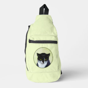 Tuxedo Cat Portrait Schilderen Schattigee Originel Sling Bag