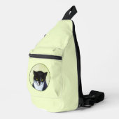Tuxedo Cat Portrait Schilderen Schattigee Originel Sling Bag (Rechterhoek)