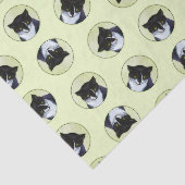 Tuxedo Cat Portrait Schilderen Schattigee Originel Tissuepapier (Detail)