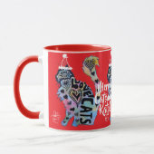 Tuxedo Cat Prettig Catsmus Rood Kerst Mok (Links)