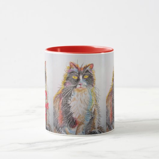 Tuxedo Cat Prettige Kerstmis Rood Kerstmug Mok (Midden)