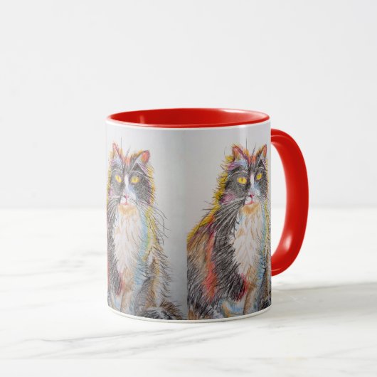 Tuxedo Cat Prettige Kerstmis Rood Kerstmug Mok (Voorkant rechts)