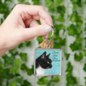 Tuxedo Cat Profile on Blauwgroen Sleutelhanger (Hand)