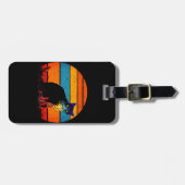 Tuxedo Cat Retro Style Sunset Bagagelabel (Voorkant horizontaal)