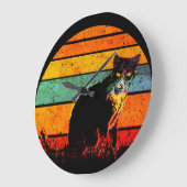 Tuxedo Cat Retro Style  Sunset Grote Klok (Hoek)