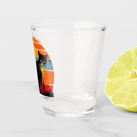 Tuxedo Cat Retro Style  Sunset Shot Glas (Rechts)