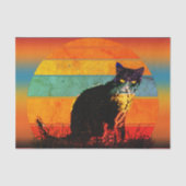 Tuxedo Cat Retro Style Sunset Tissuepapier (Voorkant)