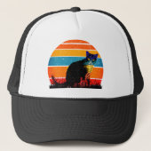 Tuxedo Cat Retro Style  Sunset Trucker Pet (Voorkant)