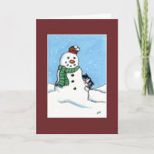 Tuxedo Cat, Robin & Snowman Kerst Kaart (Voorkant)
