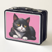 TUXEDO CAT roze metalen lunchbox (Achterkant)