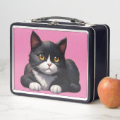 TUXEDO CAT roze metalen lunchbox (In situ)
