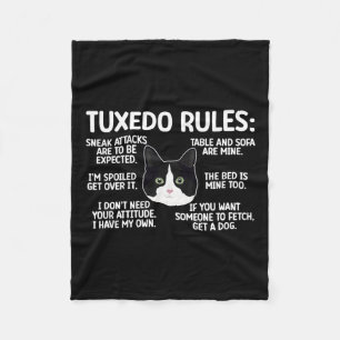 Tuxedo Cat Rules Tuxedo Cat Lover Tuxedo Cat Owner Fleece Deken