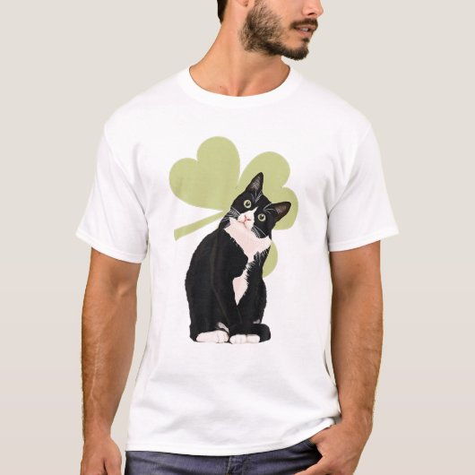 Tuxedo Cat Saint St. Patrick's Paddy's Day Cat Lov T-shirt (Voorkant)