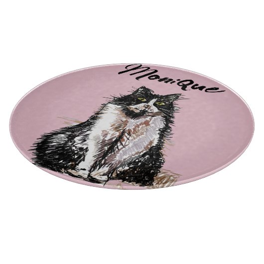 Tuxedo Cat Schattige Cats Zwart Wit Pastelroze Snijplank (Hoek)