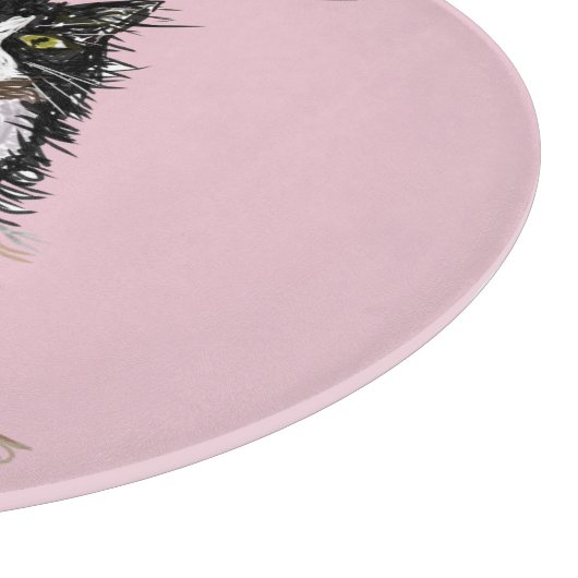 Tuxedo Cat Schattige Cats Zwart Wit Pastelroze Snijplank (Hoek)