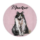 Tuxedo Cat Schattige Cats Zwart Wit Pastelroze Snijplank (Voorkant)