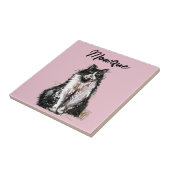 Tuxedo Cat Schattige Cats Zwart Wit Pastelroze Tegeltje (Zijkant)