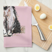 Tuxedo Cat Schattige Cats Zwart Wit Pastelroze Theedoek (Quarter Fold)