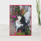 Tuxedo Cat Schattige met  bloemen Bedankkaart (Voorkant)
