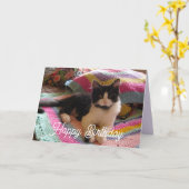 Tuxedo Cat Schattige met  gehaakte tapijt Kaart (Gele Bloem)