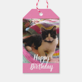 Tuxedo Cat Schattige met  Haakkleed Dank u Cadeaulabel