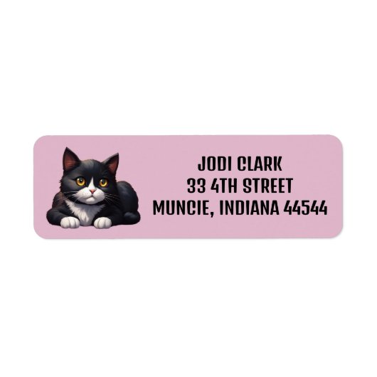TUXEDO CAT SCHATTIGEE RETOURADRESLABELS ETIKET (Voorkant)