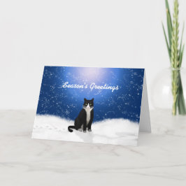 Tuxedo Cat Seasons Greetcard Feestdagen Kaart
