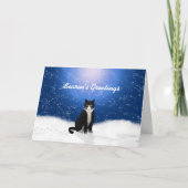 Tuxedo Cat Seasons Greetcard Feestdagen Kaart (Voorkant)