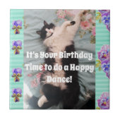 Tuxedo Cat Sleeping Funny Cats Happy Dance Tile Tegeltje (Voorkant)