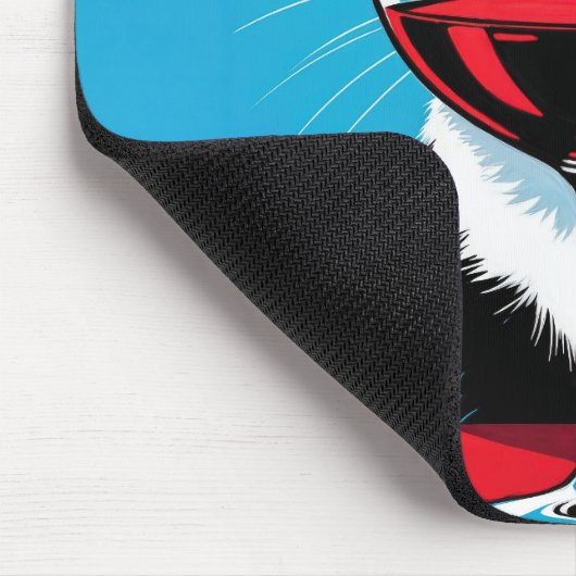 Tuxedo Cat Staring Through a Wine Glass Muismat (Hoek)