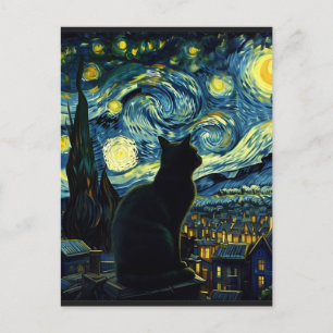 Tuxedo Cat Sterrennacht Tuxedo Cat Owner Feestdagenkaart